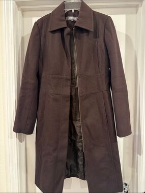 Kenneth Cole Reaction Women's Dark Brown Wool-Blend Trench Coat